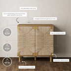 Nathan James Beacon Wood Accent Cabinet with Seagrass Doors and Adjustable Shelf