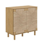 Nathan James Beacon Wood Accent Cabinet with Seagrass Doors and Adjustable Shelf