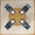 Round Dining Table for 4, 47 Inch Farmhouse Kitchen Table