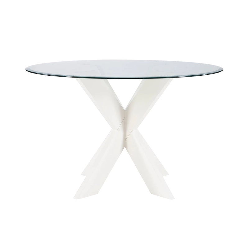 Allard X-base Round Glass Dining Table (Table Only)