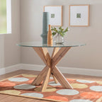 Allard X-base Round Glass Dining Table (Table Only)
