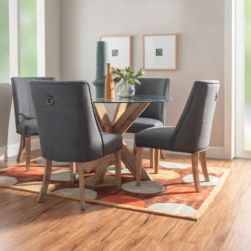 Allard X-base Round Glass Dining Table (Table Only)
