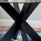 Allard X-base Round Glass Dining Table (Table Only)