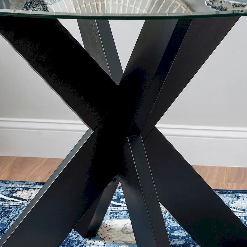 Allard X-base Round Glass Dining Table (Table Only)