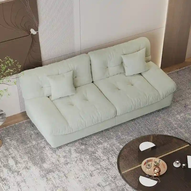 Modern Sanded Velvet Cloud Loveseat Sofa Sectional Couch for Living Room
