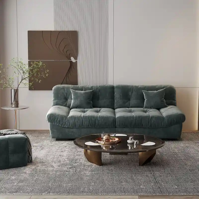 Modern Sanded Velvet Cloud Loveseat Sofa Sectional Couch for Living Room