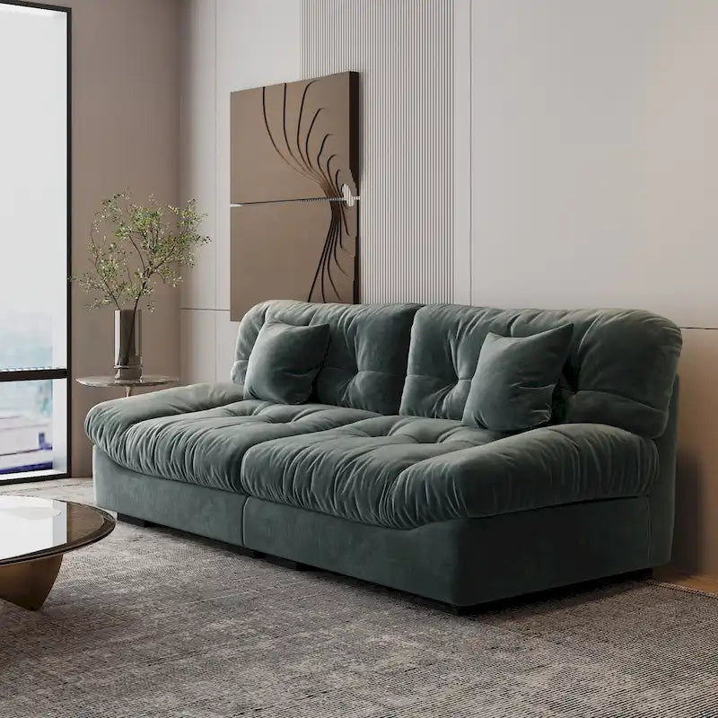 Modern Sanded Velvet Cloud Loveseat Sofa Sectional Couch for Living Room