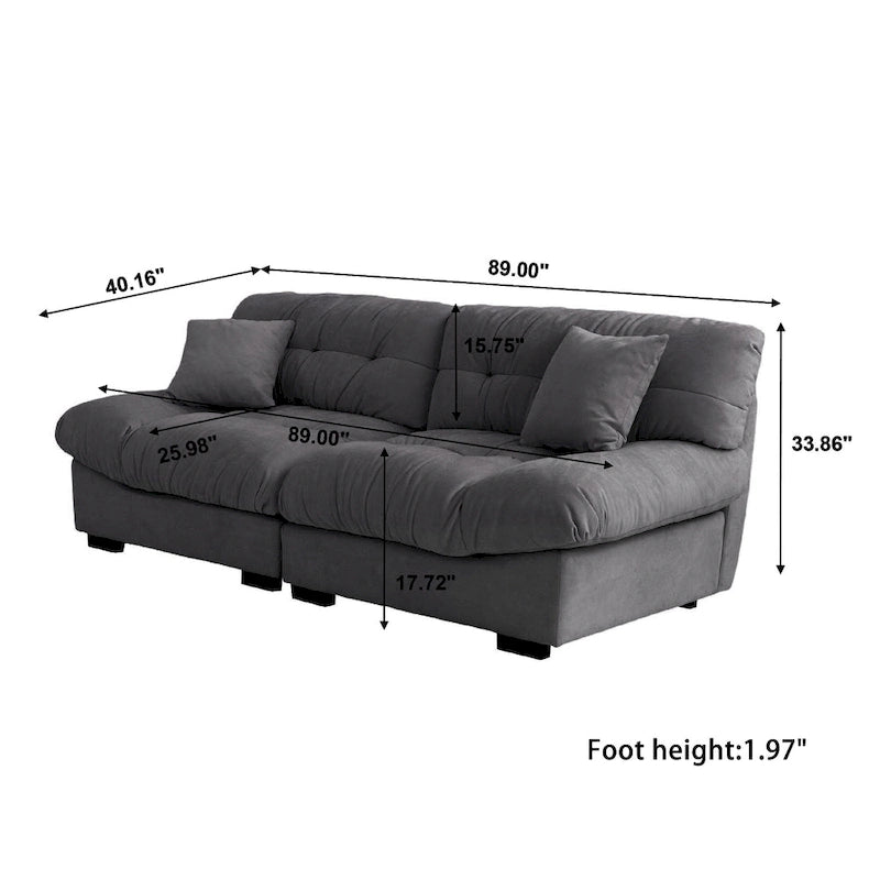 Modern Sanded Velvet Cloud Loveseat Sofa Sectional Couch for Living Room