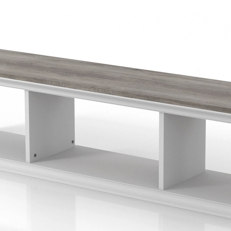 DH BASIC Transitional White 63-Inch 3-Shelf Floating TV Stand by Denhour