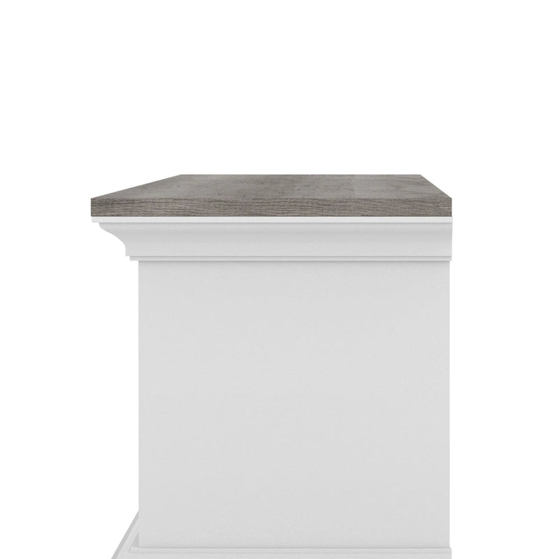 DH BASIC Transitional White 63-Inch 3-Shelf Floating TV Stand by Denhour