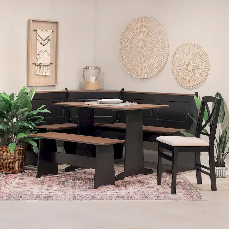 Middlecreek Wood Farmhouse Breakfast Nook Dining Set