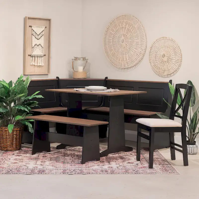 Middlecreek Wood Farmhouse Breakfast Nook Dining Set