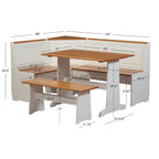 Middlecreek Wood Farmhouse Breakfast Nook Dining Set