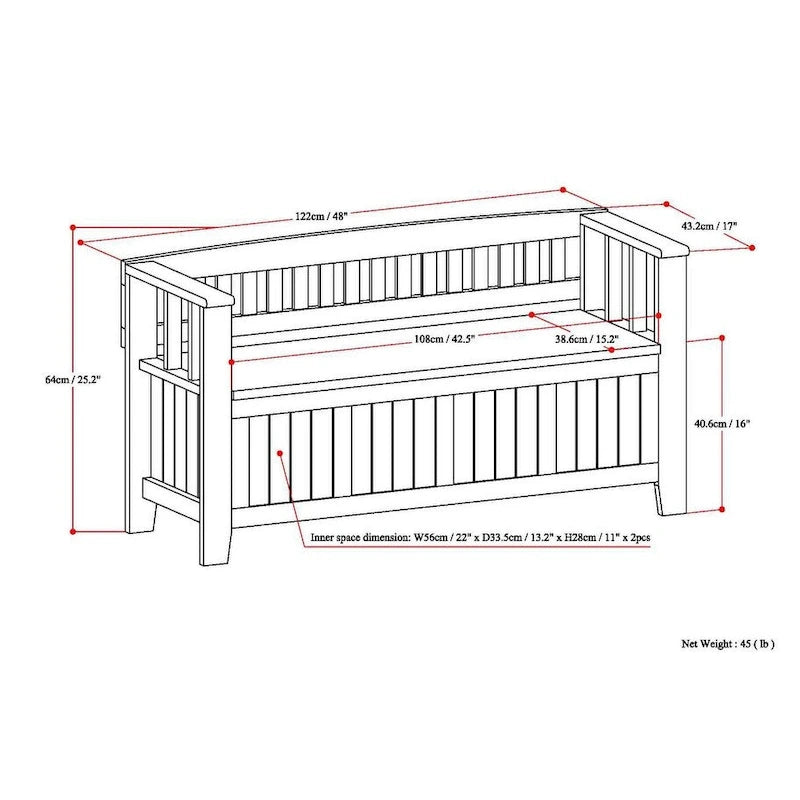 WYNDENHALL Normandy Solid Wood 48-inch Entryway Storage Bench