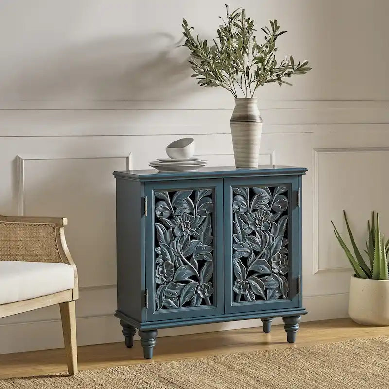 Alban Traditional 32Tall 2 Hollow Door Accent Cabinet with LED light by HULALA HOME