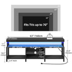 Industrial Wood TV Stand with LED Light with Open Storage Shelves Power Outlets Bluetooth Remote