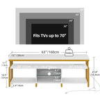 Industrial Wood TV Stand with LED Light with Open Storage Shelves Power Outlets Bluetooth Remote
