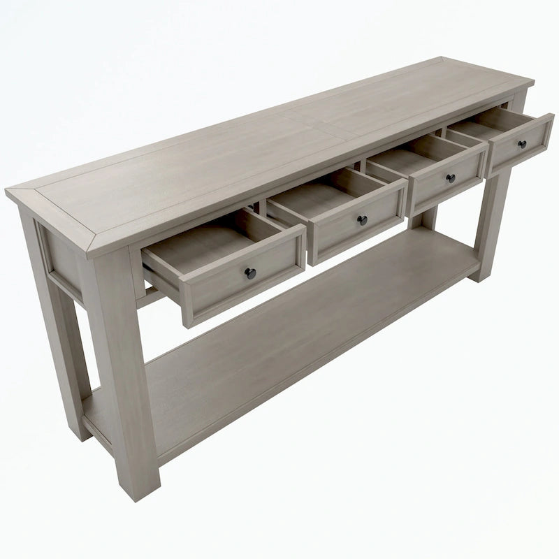 Console Table with Storage Drawers and Bottom Shelf