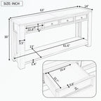 Console Table with Storage Drawers and Bottom Shelf