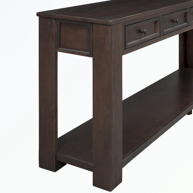 Console Table with Storage Drawers and Bottom Shelf