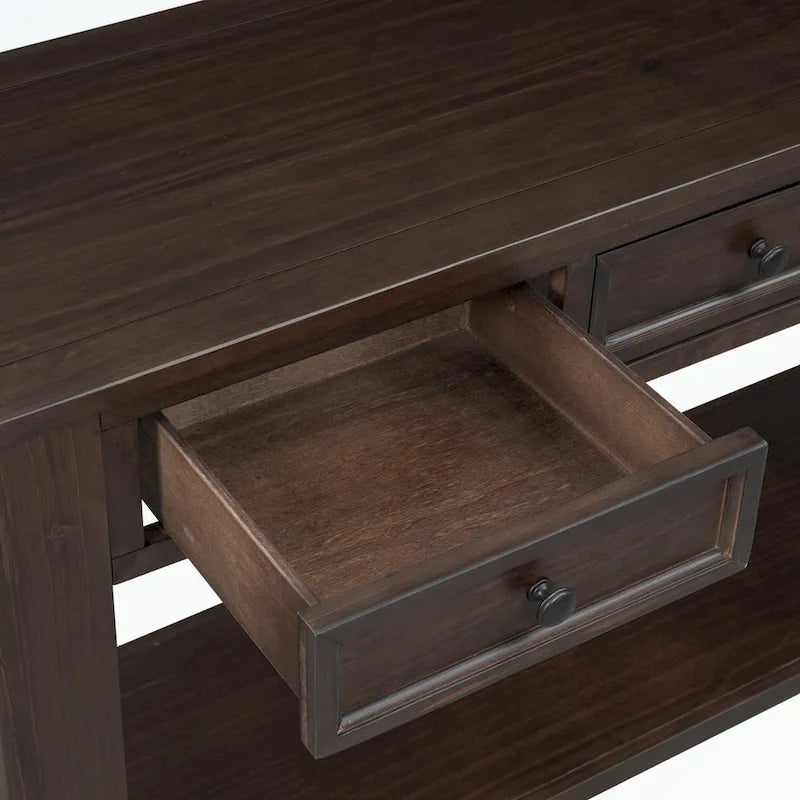 Console Table with Storage Drawers and Bottom Shelf