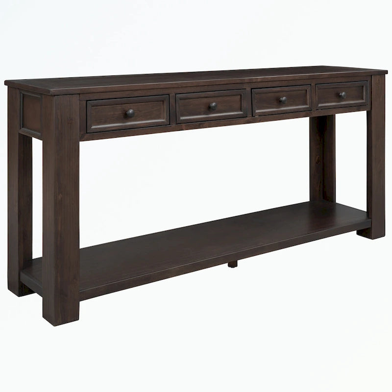Console Table with Storage Drawers and Bottom Shelf