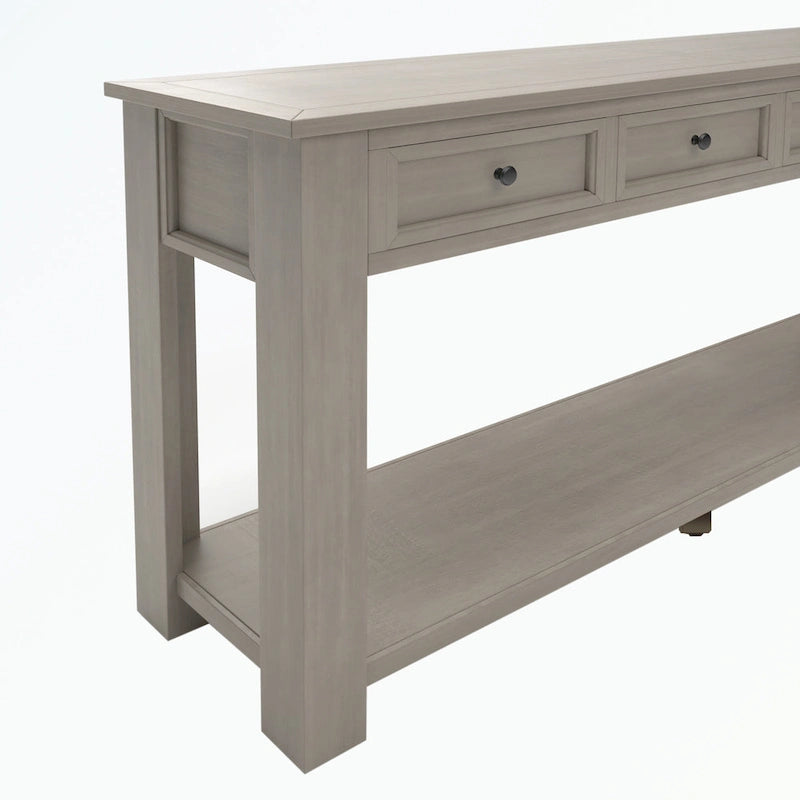 Console Table with Storage Drawers and Bottom Shelf