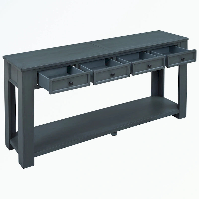 Console Table with Storage Drawers and Bottom Shelf