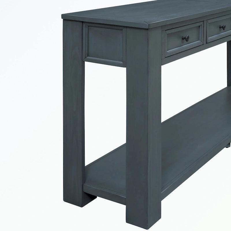 Console Table with Storage Drawers and Bottom Shelf