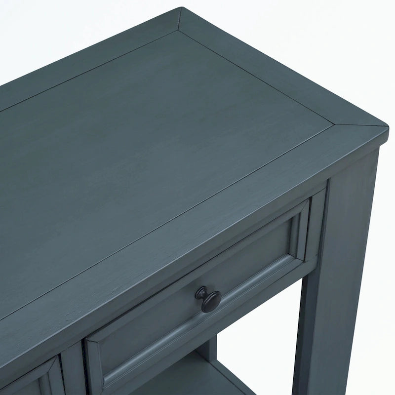 Console Table with Storage Drawers and Bottom Shelf