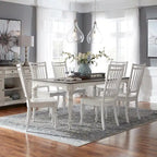 Magnolia Manor Antique White Weathered Bark Opt 7 Piece Leg Table Set