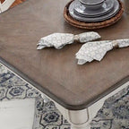 Magnolia Manor Antique White Weathered Bark Opt 7 Piece Leg Table Set