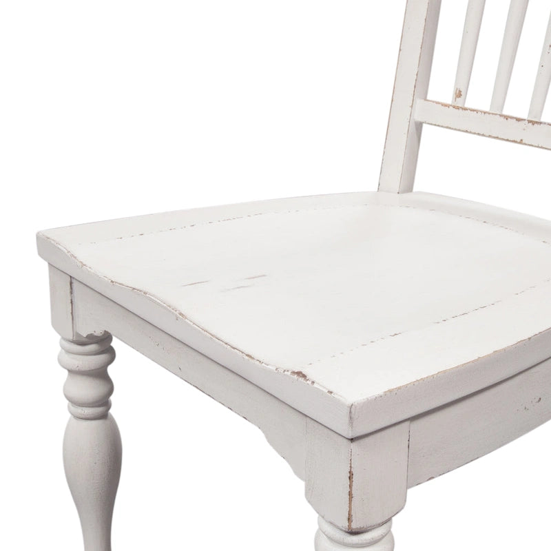 Magnolia Manor Antique White Weathered Bark Opt 7 Piece Leg Table Set