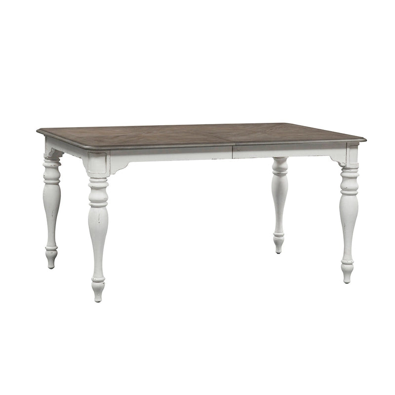 Magnolia Manor Antique White Weathered Bark Opt 7 Piece Leg Table Set
