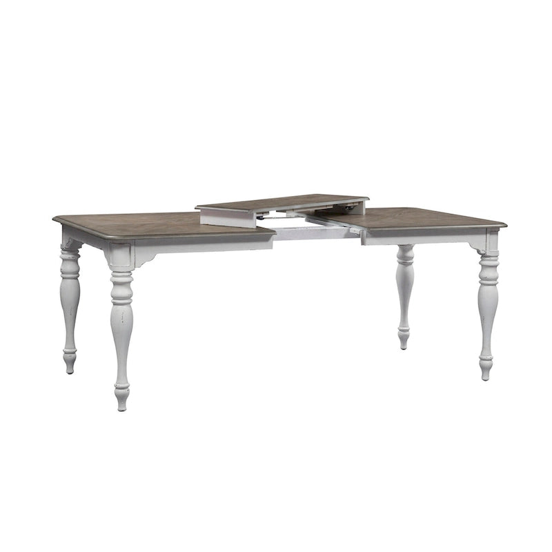 Magnolia Manor Antique White Weathered Bark Opt 7 Piece Leg Table Set