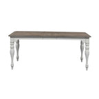 Magnolia Manor Antique White Weathered Bark Opt 7 Piece Leg Table Set