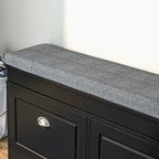 HOMCOM Shoe Rack Bench for Entryway Storage Organizer with Cushion 2 Drawers Adjustable Shelf, White - 41 x 9.5 x 21.75