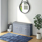 HOMCOM Shoe Rack Bench for Entryway Storage Organizer with Cushion 2 Drawers Adjustable Shelf, White - 41 x 9.5 x 21.75