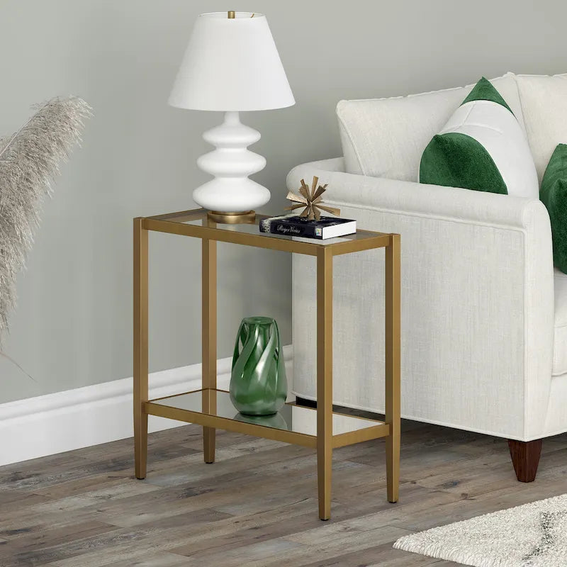 Hera 24 Rectangular Side Table with Glass Shelf