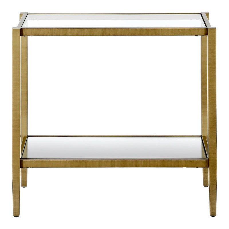 Hera 24 Rectangular Side Table with Glass Shelf
