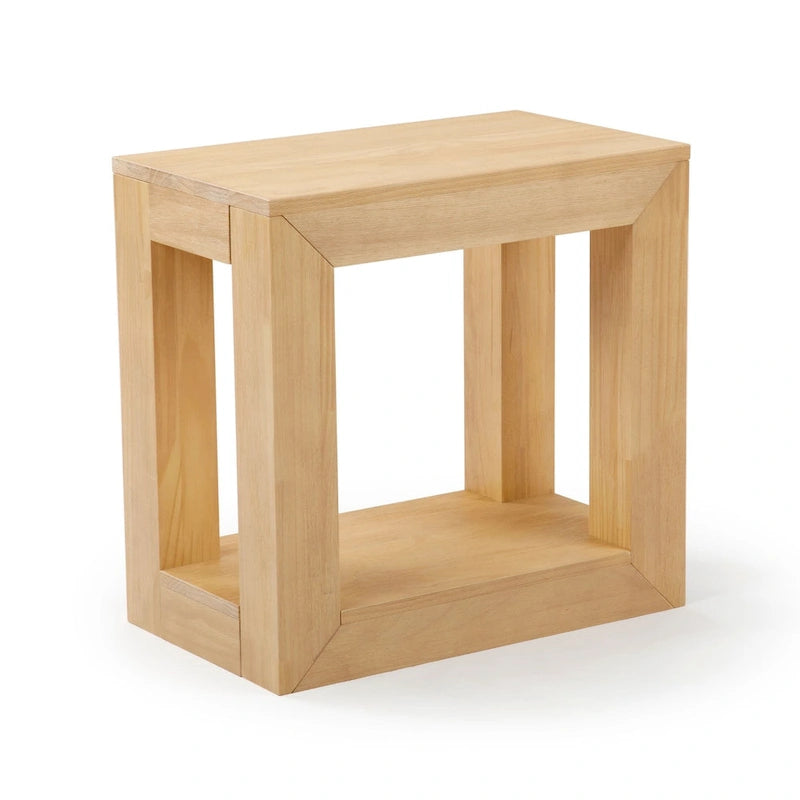 Plank and Beam Modern Rectangular Side Table with Shelf