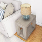 Plank and Beam Modern Rectangular Side Table with Shelf