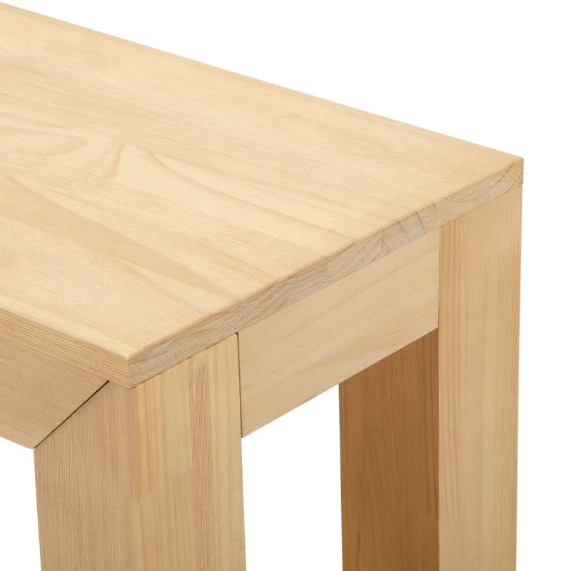 Plank and Beam Modern Rectangular Side Table with Shelf