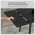 7 Piece 62.9 inch to 94.4 inch Extendable Dining Table Set with Sintered Stone Top 6 Chairs