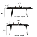 7 Piece 62.9 inch to 94.4 inch Extendable Dining Table Set with Sintered Stone Top 6 Chairs