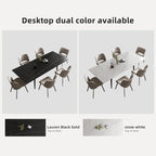 7 Piece 62.9 inch to 94.4 inch Extendable Dining Table Set with Sintered Stone Top 6 Chairs