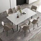 7 Piece 62.9 inch to 94.4 inch Extendable Dining Table Set with Sintered Stone Top 6 Chairs