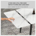 7 Piece 62.9 inch to 94.4 inch Extendable Dining Table Set with Sintered Stone Top 6 Chairs