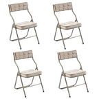 Velvet Upholstered Steel Tufted Folding Dining Chairs(set of 4)