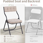 Velvet Upholstered Steel Tufted Folding Dining Chairs(set of 4)